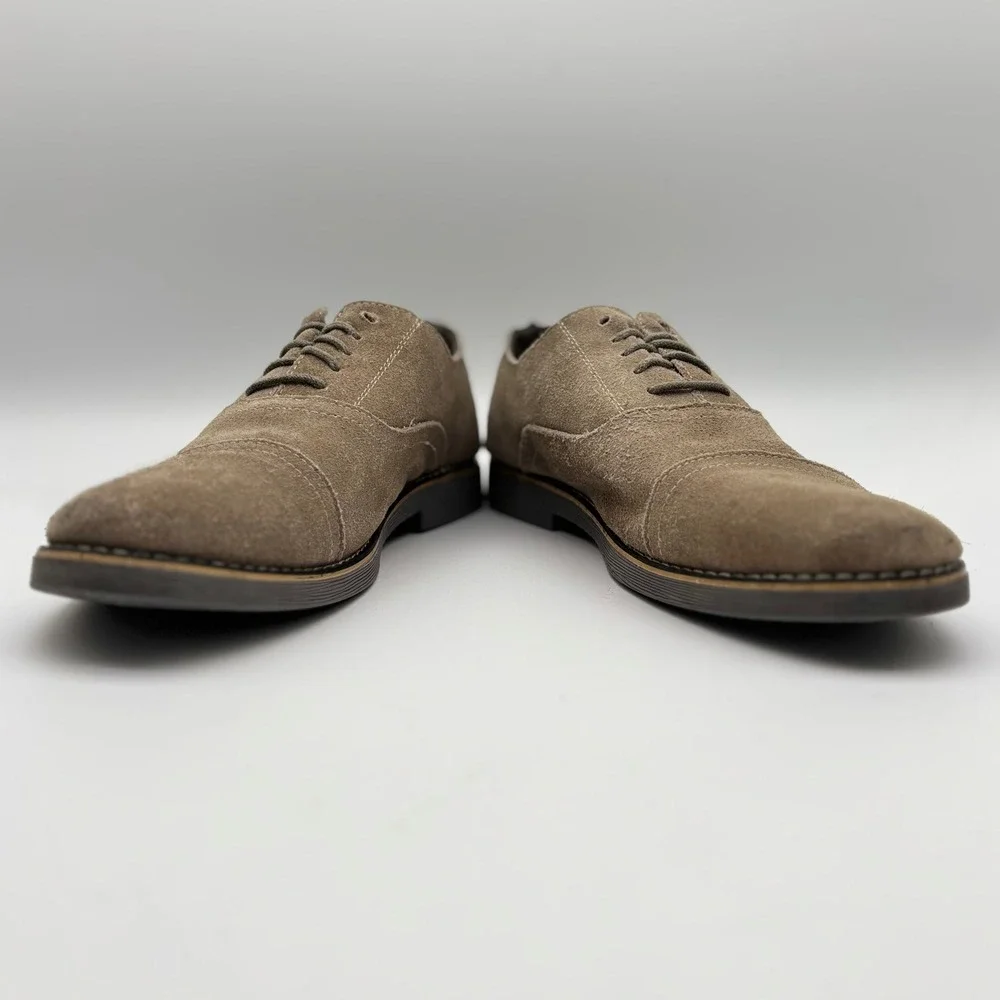 Alpine Swiss Mens S881 Suede Leather Cap Toe Oxford Shoes Brown Taupe Size 10